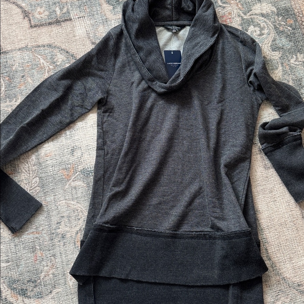 Lucky Brand Charcoal Cowl Neck Sweater